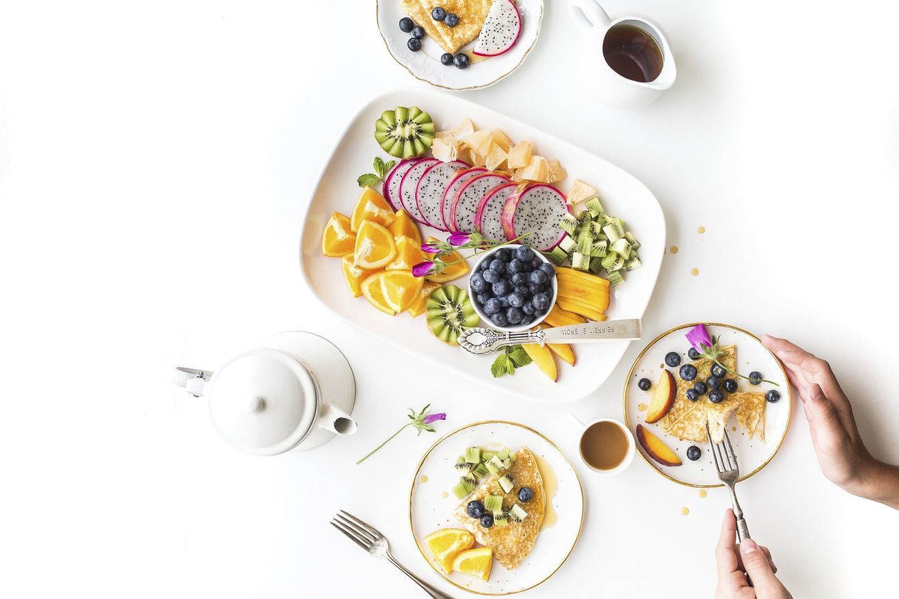 Free pancakes and fruits image